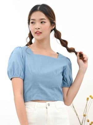 Semi crop square neck denim top