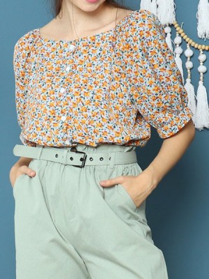 Painted Flower Print Top