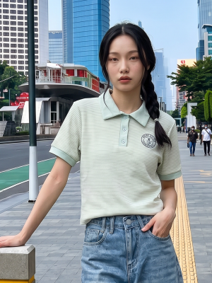 JR NRC Sporty & Slay Polo Stripes Tee