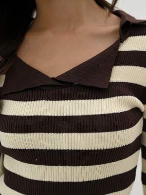 Tania knitted stripes long sleeves top