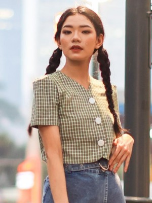 Grid Lines Shirt Top