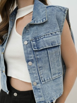 BTC24 Bianca Washed Blue Denim Vest