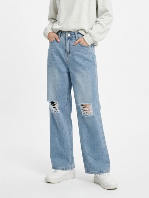 JR NRC 2Way Wear Knee Ripped Barrel And Wide Leg Denim