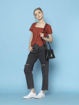 Square Neck Tiny Waist Shirt