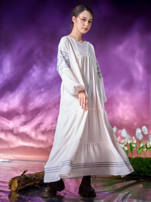 WW ELITE Amara Sleeves Embroidery Tiered Maxi Dress