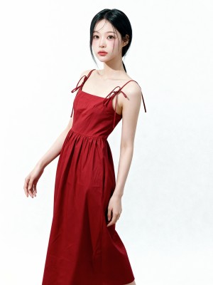 Irine Midi Dresss With Ribbon Tied Sleeves