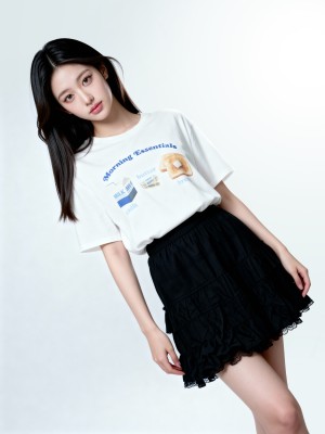 CORE Tiered Elastic Waist Mini Skirt w/inner Short