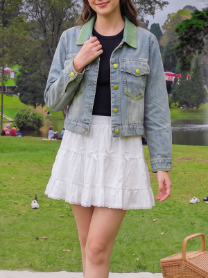 JR CORE PG Ribbon Tiered White Mini Skort