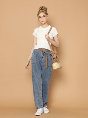 Cigarette Denim Pants With Kanvas Belt