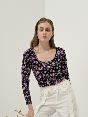 Opal Flower Print Crop Tee