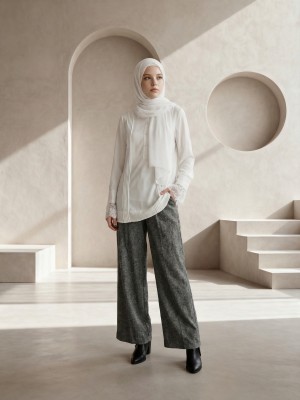 EID White Folded Cuffs with Front Pleats Tunic