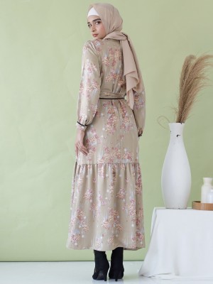 EID23 Pattern Maxi Dress With Belt RO1