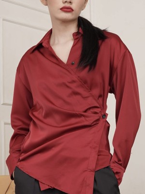 Overlap Satin Shirt