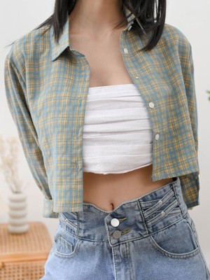 Checkered Crop Shirt