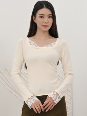SMARTEN KNIT LACE OUTLINE COMBI TOP