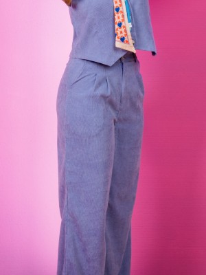 Anneth 2Pcs Set Suede Vest And Pants