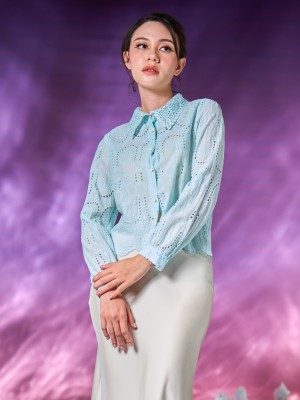 WW Eyelet Embroidery Collar Shirt