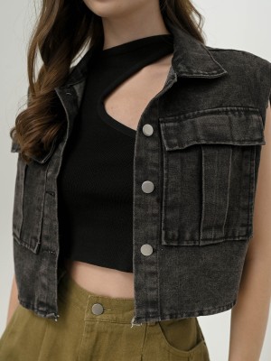 BTC24 Bianca Washed Black Denim Vest