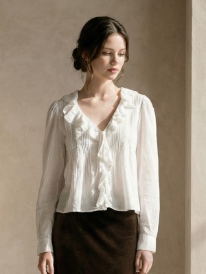 EID ELITE Ruffles Collar Pleats Front with Flower