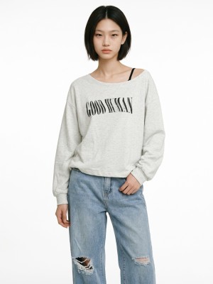 JR NRC Good Human Tremble Font Off Shoulder Sweatshirt