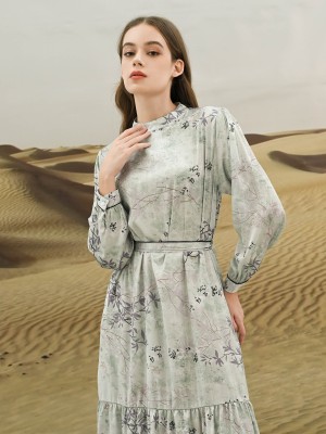 EID4 Pattern Maxi Dress With Belt RO1