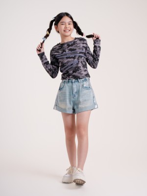JR DITOX Zipper Army Pattern Long Sleeves Tee