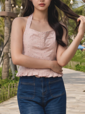 PG Small Flower Print Halter Top