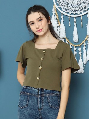 Cottage Core Bell Sleeves Crop Shirt