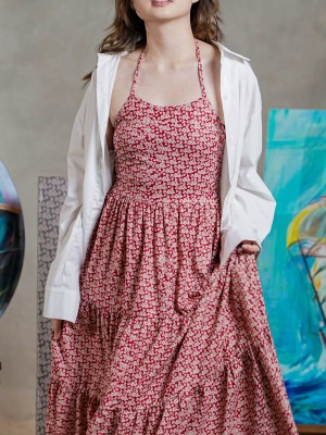 ER Erika halter tied flower print dress