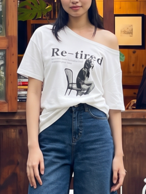 PG Re-Tired Off Shoulder Oversize Tee