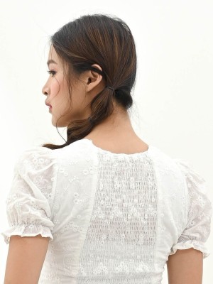 Heart Collar Embroidered Top