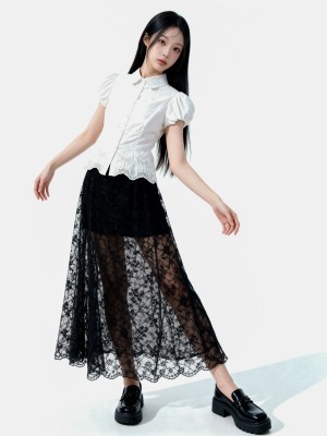 Jess Puff Sleeves Eyelet Shirt