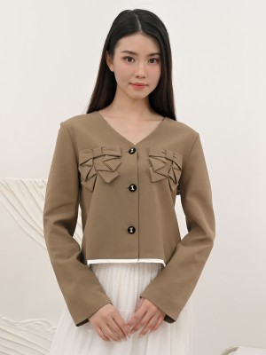 SMARTEN RIBBON BUTTON AND RIBBON BUST BLAZER