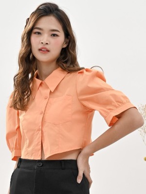 Puff Sleeves Crop Shirt