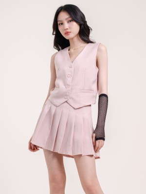 SMARTEN 2PCS SET VEST TOP WITH PLEATS SKORT