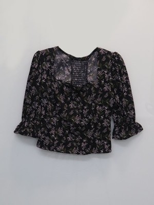 Cottage Core Square Neck Flower Print Top