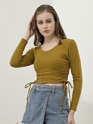 Megan Round Neck Side Drawstring Tee