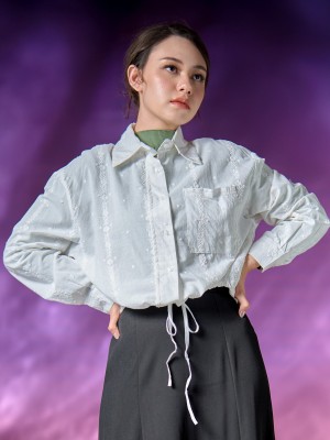 WW Jana Front Drawstring Embroidery Shirt