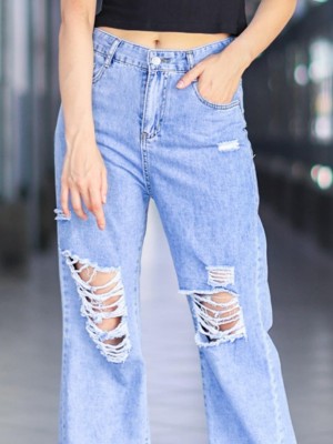 Knee Ripped Denim Jeans