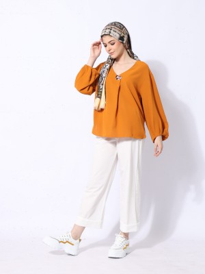 Ramadhan Moon Button Fold Long Sleeve Top