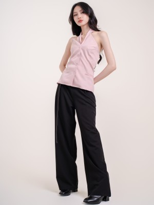 SMARTEN Folded Wide Leg Trousers