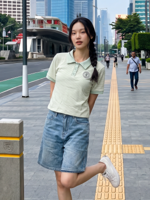 JR NRC Sporty & Slay Polo Stripes Tee