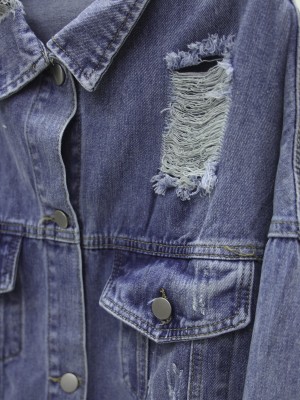 PRIDE IS RIOT!' Oversize ripped denim