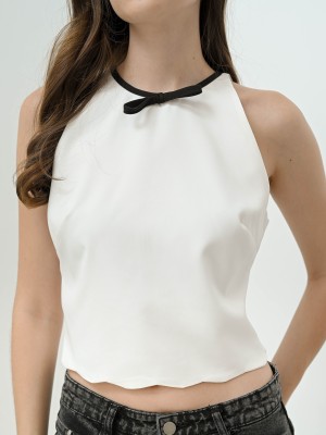 FELIZ23 Hepburn Crew Ribbon Outline Top