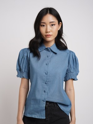 HG Puff Sleeves Blue Shirt