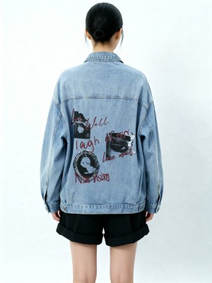 Live Well Laugh Oversize Denim Jacket