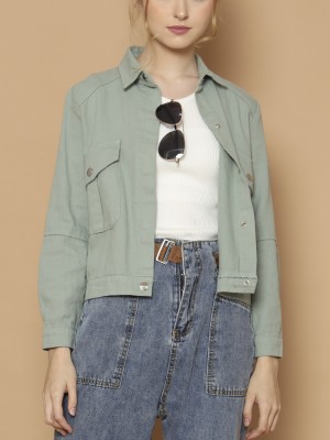 Double Pocket Color Denim Jacket