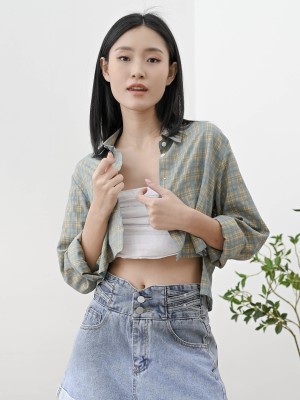 Checkered Crop Shirt