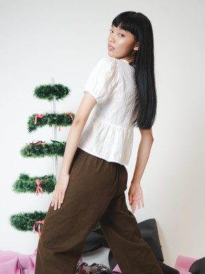 PT Flower Embroidery Short Sleeves Top