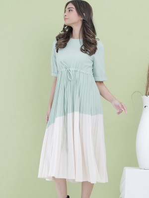 EID23 ANF Bottom pleats panel color dress